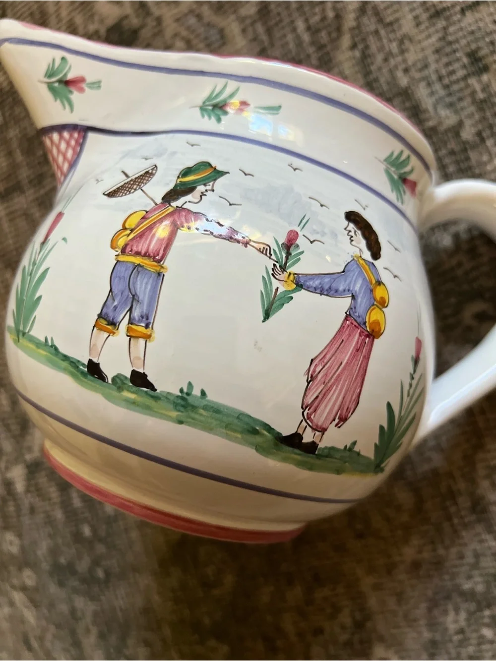 Vintage Sberna Deruta Italian Majolica Hand-Painted Pitcher Williams-Sonoma